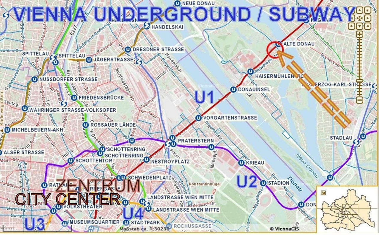 Zentrumnah Direkt An Ubahn Bei Un-Vic Und Am Badestrand Wien Eksteriør billede